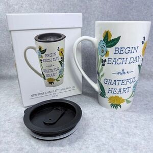 Bone China Latte Mug With Lid 17 oz and Box